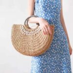 Rund flettet taske - Blanc