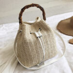 Strikket taske I flet - Beige, 25x14x24cm